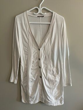 White button front cardigan in soft cotton by Sandwhich